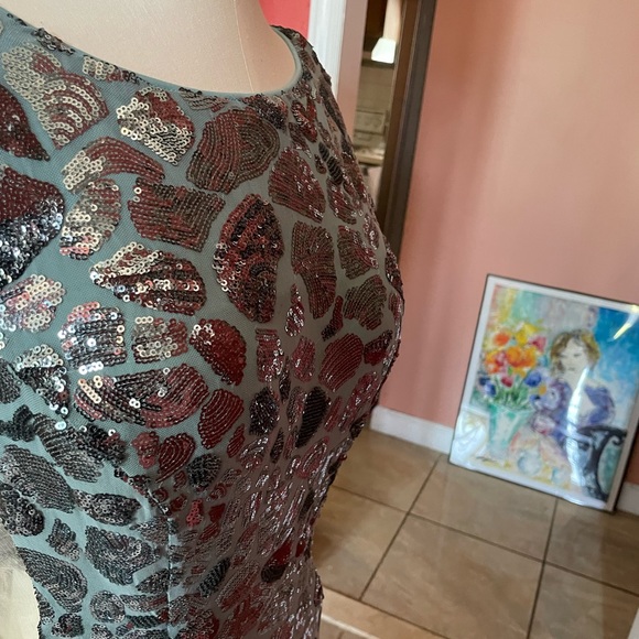 Jovani teal gown with train - Picture 6 of 12